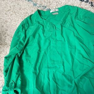 3/4 green silk blouse